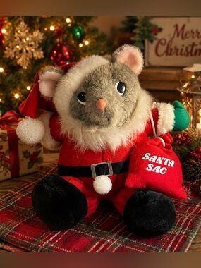 Vintage JCPenney Santa Mouse Plush Stuffed Animal Toy 12” Korea